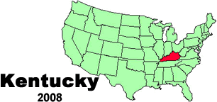 United States map showing the location of Kentucky