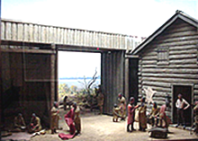 Image of a diorama of trading post at Fort Union, 1835.