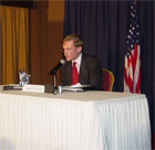 Deputy Secretary Zoellick answering questions during a press briefing in Nairobi, Kenya November 8, 2005.