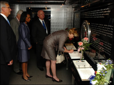 Secretary Spellings attends the groundbreaking ceremony of the Pentagon memorial to September 11 victims on June 15, 2006.