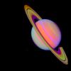 Saturn With Rhea and Dione (false color)