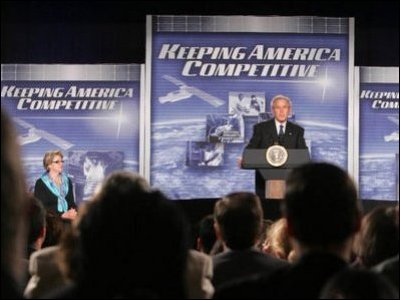 President Bush talks about his visit to Parkland Magnet Middle School for Aerospace Technology in Rockville, Maryland. 'We saw two scientists who are here from NASA,' he said.  'These are good, hard-working folks who said, I kind of want to lend my expertise to try to convince a child that science is cool. You know, sometimes -- you might remember those days, when you were in middle school -- people say, you know, science isn't cool. Science is not only cool, it's really important for the future of this country, and it's great to have people we call adjunct professors here, to help lend their real-life experiences to stimulate junior high students to the wonders of science.'  White House photo by Kimberlee Hewitt