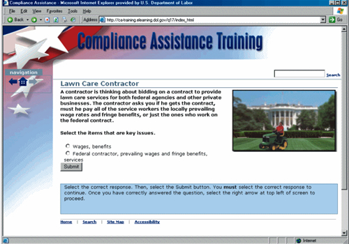 Screen shot from the Compliance Assistnce Training website