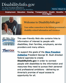 Screen shot from disabilityinfo.gov