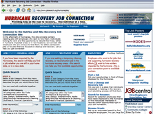 Screen shot of the Hurricane recovery job connection web site