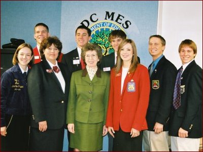 Susan Sclafani, Assistant Secretary for Vocational and Adult Education, with career and technical education students during Career and Technical Education Week.