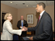 Secretary Spellings meets James Sawyer, a 12th grade student at Pflugerville High School, at the National Academies Convocation in Washington, D.C.