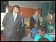 Secretary Spellings and Governor Perry with staff and students of Pin Oak Middle School and Houston Independent School District.  The school and district are serving more 50 students displaced by Hurricane Katrina.
