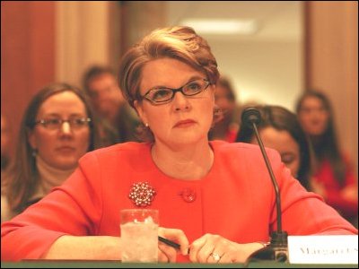 U.S. Education Secretary designate Margaret Spellings testifies at her Senate confirmation hearing (January 6, 2005).