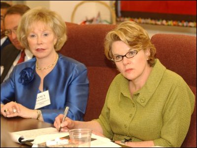 Secretary Spellings and Maryland State Superintendent of Schools Nancy Grasmick participate in a meeting at Annapolis High School.