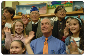 Secretary Kempthorne spoke about the value of virtual tours for connecting the younger generation with their national parks and the President's Centennial Challenge Initiative.  Japanese American World War II veterans, Joseph Ichiuji and Grant Hirobayashi, shared their experiences with the Murch students.