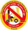Single Spanish-English forklift sticker thumbnail:  No operators under 18 years of age - it's the law