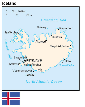 Iceland: Map and Flag