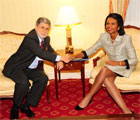 Secretary Rice meets with His Excellency Celso Amorim, Minister of Foreign Affairs of the Federative Republic of Brazil at the Waldorf Astoria. State Dept. photo/Michael Gross.