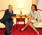 Secretary Rice meets with His Excellency Ahmed Ali Aboul Gheit, Minister of Foreign Affairs of the Arab Republic of Egypt at the Waldorf Astoria. State Dept. photo/Michael Gross. 