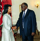 Secretary Rice meets with His Excellency Mwai Kibaki, President of the Republic of Kenya at the Waldorf Astoria. State Dept. photo/Michael Gross.