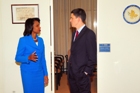 Secretary Rice meets with the Right Honorable David Miliband, M.P., Secretary of State for Foreign and Commonwealth Affairs of the United Kingdom. State Dept. photo/Michael Gross. 