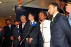 Secretary Rice at Friends of Pakistan stakeout at the United Nations Headquarters. State Dept. photo/Michael Gross. 
