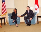 Secretary Rice meets with Georgian President Saakashvili at Park Meridian Hotel. State Dept. photo/Michael Gross.
