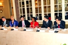 Secretary Rice at U.S.-hosted transatlantic lunch at the Waldorf Astoria. State Dept. photo/Michael Gross.