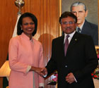 Secretary Rice met with Pakistani President Pervez Musharraf at the Presidential Palace today. State Department photo by Josie Duckett