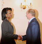 Secretary of State Condoleezza Rice and Russian President Vladimir Putin 