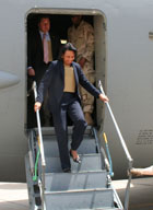 Secretary Rice arrives in Baghdad for discussions with the new Iraqi government. State Department photo.
