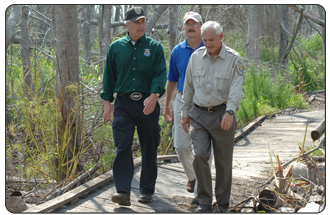 Secretary Kempthorne visited Bayou Sauvage National Wildlife Refuge where he saw the impacts of salt water intrusion into the refuge and the loss of important marshes inside the levees.