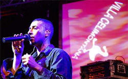 Kareem Salama during his performance, July 20, 2008. [Monique Quesada, U.S. Embassy Rome] 