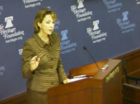 Colleen Graffy, Deputy Assistant Secretary for European and Eurasian Affairs, delivers remarks at Heritage Foundation, [Photo courtesy of Heritage Foundation]