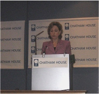 Deputy Assistant Secretary of State Colleen Graffy delivers remarks at Chatham House, London, Nov. 1, 2007. [U.S. Embassy, London photo]