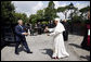 President George W. Bush is welcome by Pope Benedict XVI as he arrives Friday, June 13, 2008 at the Vatican. White House photo by Eric Draper