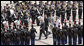 President Bush arrives Mont Valerien memorial Saturday, June 14, 2008 in Suresnes, France, honoring members of the French Resistance executed by German Soldiers during World War II. White House photo by Chris Greenberg