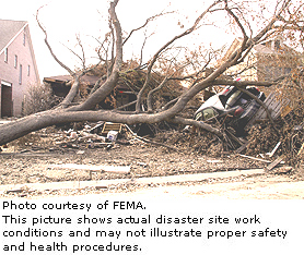 Photo courtesy of FEMA. This picture shows actual disaster site work conditions and may not illustrate proper safety and health procedures.