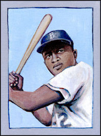 Drawing of Jackie Roosevelt Robinson. White House Drawing by Rania Hassan. *Click to make your own baseball cards*