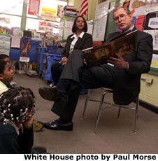 Photo of President Bush reading. White House photo by Paul Morse
