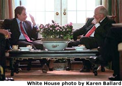 Photo of the Vice President with British Prime Minister Tony Blair. White House photo by Karen Ballard