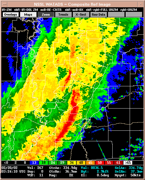 A Composite Reflectivity at
924 pm cst.