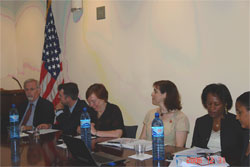 DAS Thompson and Ambassador Efird at the launch of the Angolan Fulbright Association in Angola.