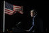 President George W. Bush addresses the nation from Ellis Island in New York City on the one year anniversary of the terror attacks on September 11.