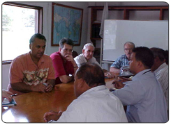 Director Pula and Tom Bussanich meet with CNMI leaders. Photo provided by Faride Komisar.