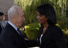Secretary Rice meeting with President of Israel Shimon Peres in Jerusalem.