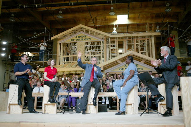 President George W. Bush participates in a conversation about homeownership at the Carpenters Training Center in Phoenix, Arizona, March 26, 2004.