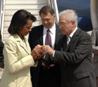 Upon her arrival in Israel, Secretary Rice was met by the Foreign Ministry Chief of Protocol, Ambassador Itzhak Eldan.