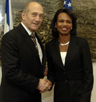 Secretary Rice meeting with Prime Minister Ehud Olmert in Tel Aviv on September 19, 2007.