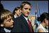 Schoolboys await the departure Monday, July 11, 2005 of Laura Bush from Gaborone International Airport in Gaborone, Botswana.