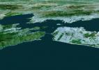 Perspective View with Landsat Overlay, San Francisco Bay Area, Calif.
