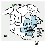 Distribution of Quercus rubra L. var. rubra. . 