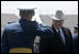 Vice President Dick Cheney is saluted before shaking hands with one of the 906 newly commissioned officers of the U.S. Air Force during the graduation ceremony at the Air Force Academy in Colorado on Wednesday, June 1, 2005.