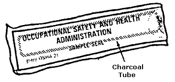 FIGURE II:1-19. CORRECTLY SEALED CHARCOAL TUBE. CHARCOAL TUBE INSIDE FORM OSHA-21 - Accessibility Assistance: For problems using figures and illustrations in this document, please contact the Office of Science and Technology Assessment at (202) 693-2095.